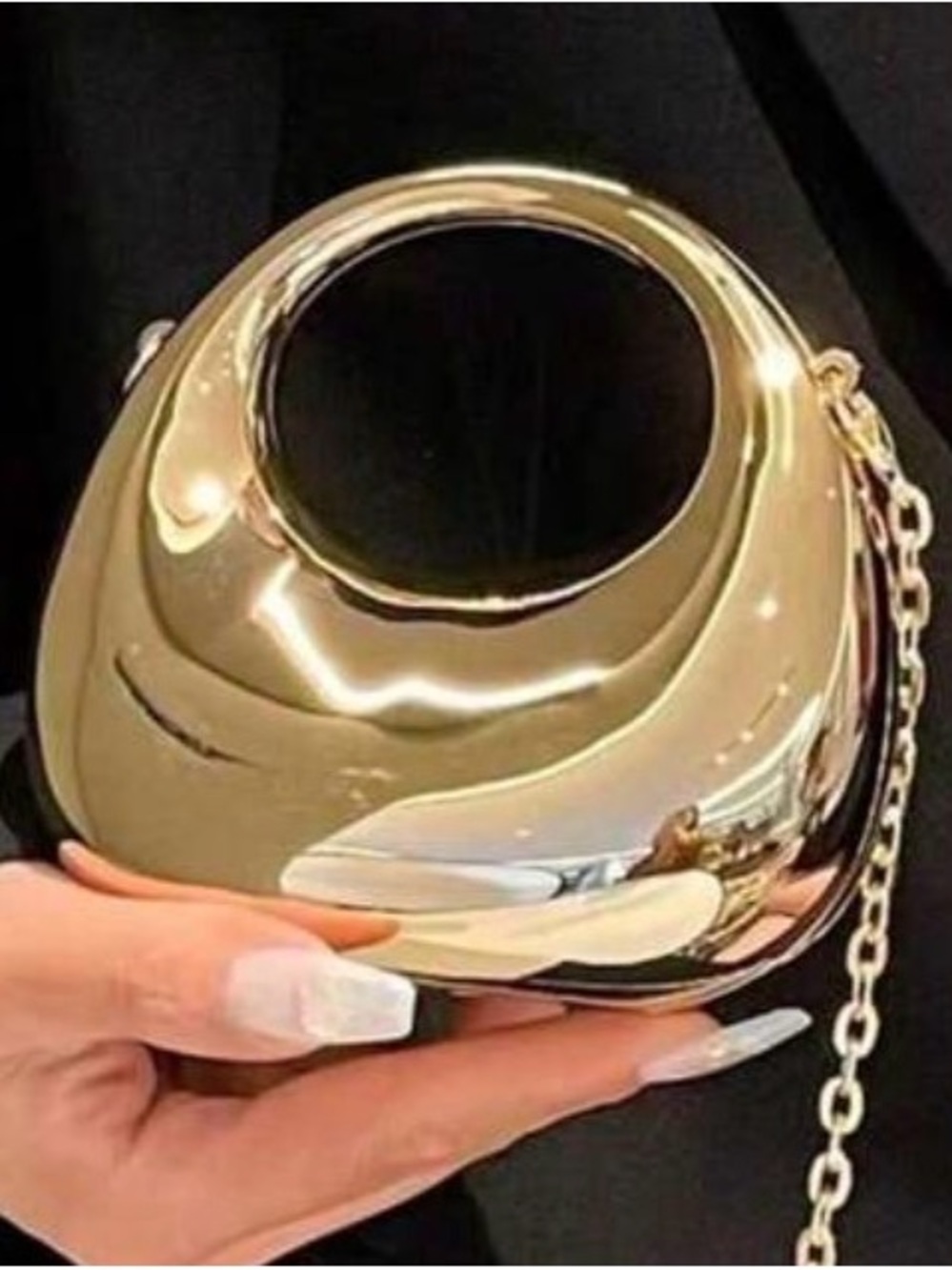 Gold Metallic Mini Chain Shoulder Bag - Women